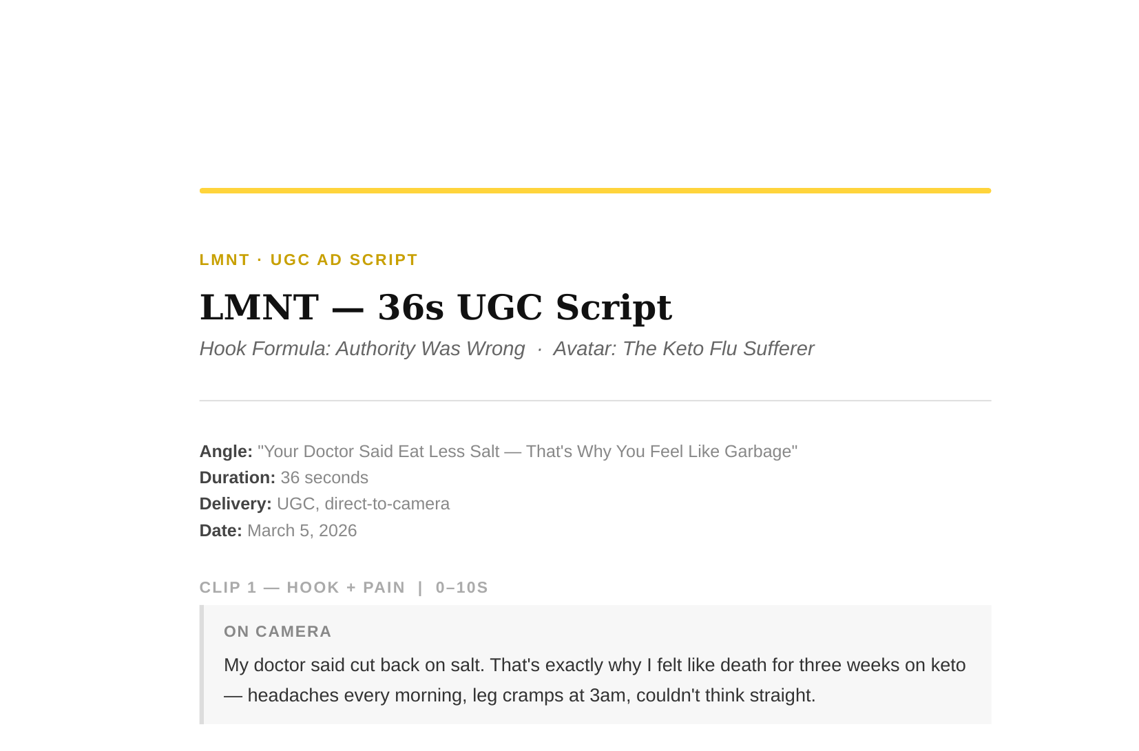 LMNT UGC Ad Script — page 1 preview