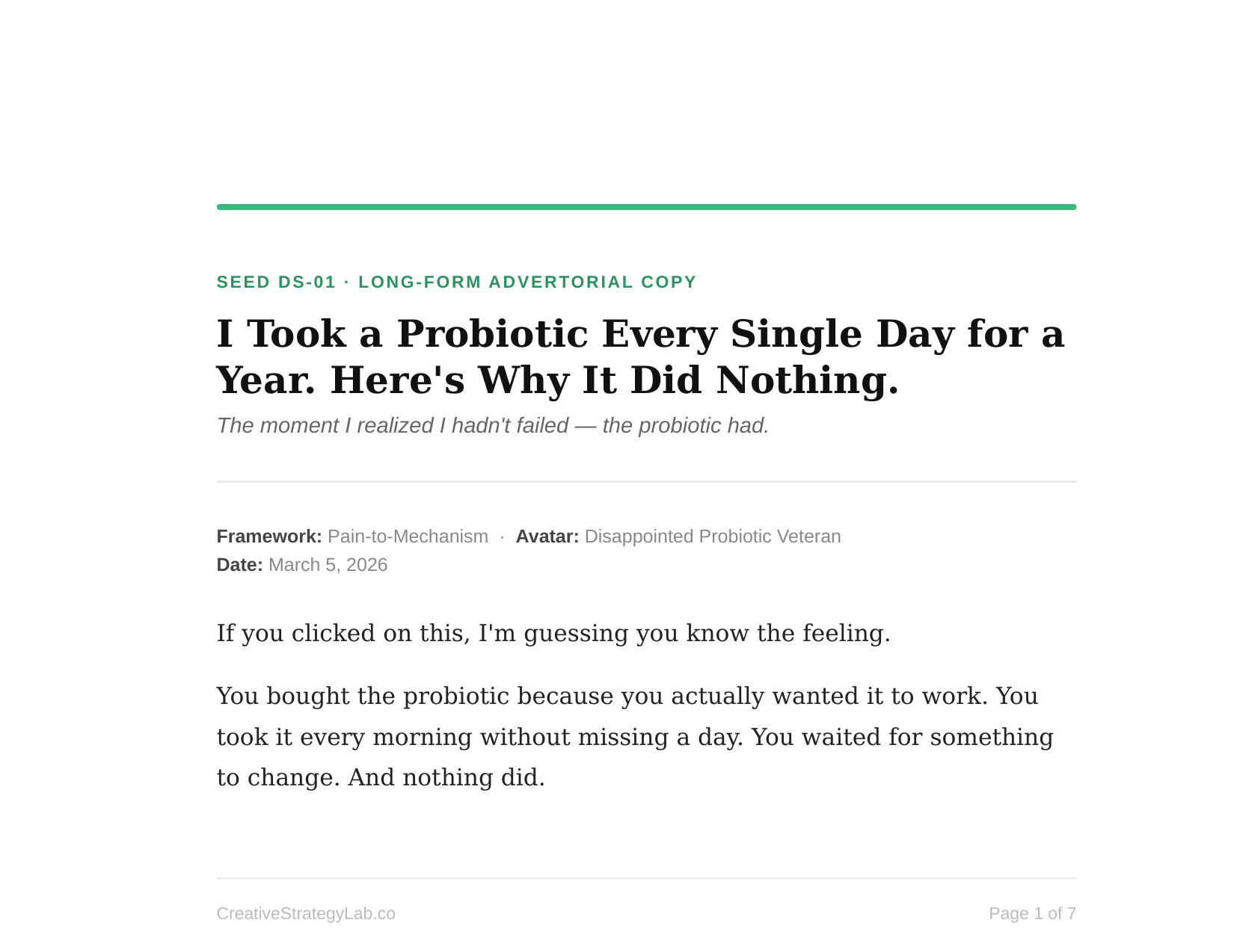 Seed Advertorial Copy — page 1 preview